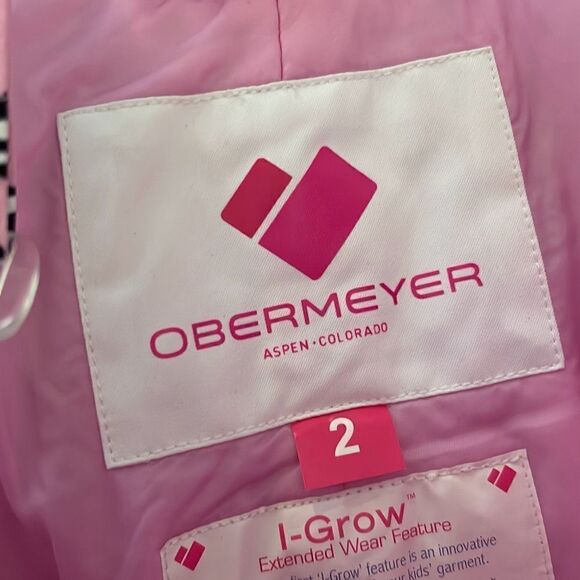 NWOT Obermeyer girls pink and black ski pants jumpsuit size 2 bib pant - Picture 2 of 7